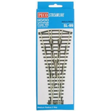 Peco SL99 HO/OO Code 100 3 Way Medium Radius Turnout
